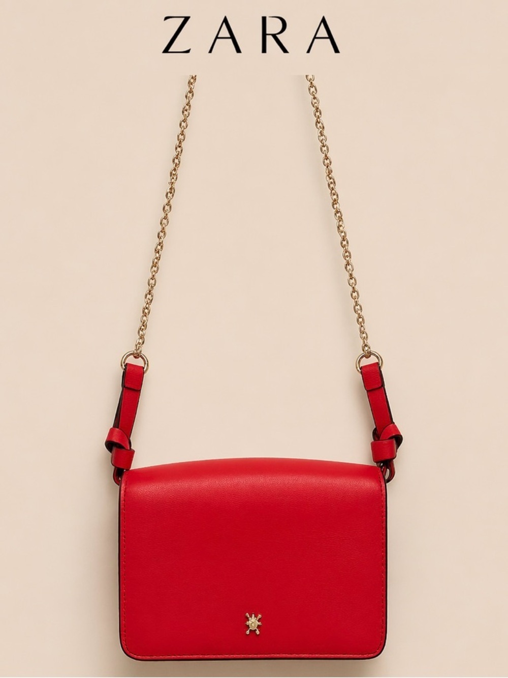 Zara Red Crossbody Bag Gold Chain Mini Purse Statement Bag